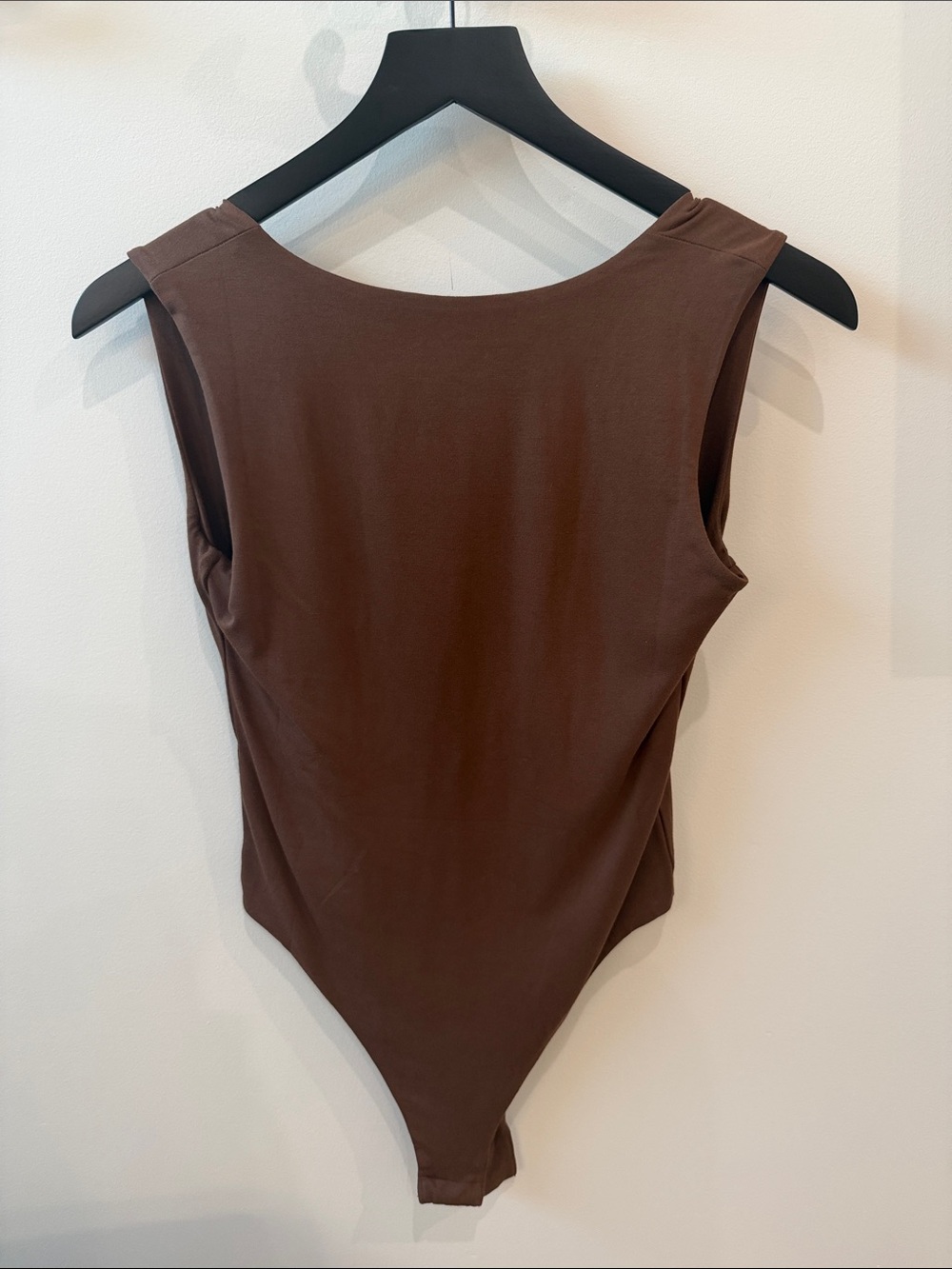 Re Ona Chocolate Brown Scoop Neck Sleeveless Bodysuit